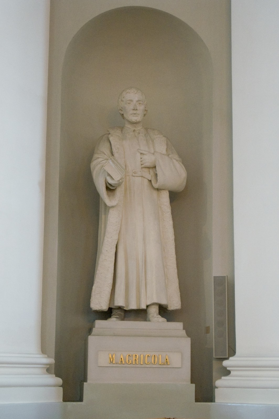 Statue of Mikael Agricola — the bishop who put the Reformation into Finnish.
