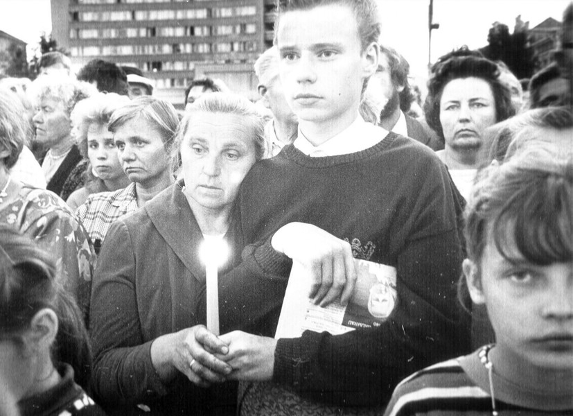 A rally in Panevėžys on 23 August 1989, the day of the Baltic Way.