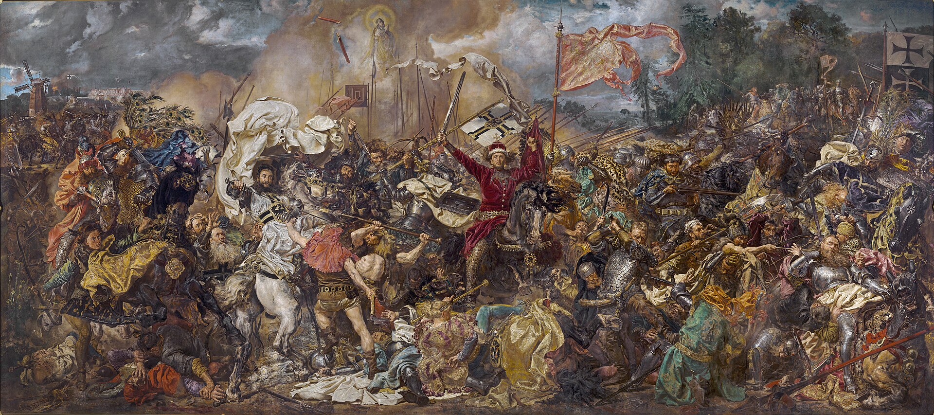Jan Matejko’s *Battle of Grunwald* (1878): Jagiełło and Vytautas break the Teutonic Order.