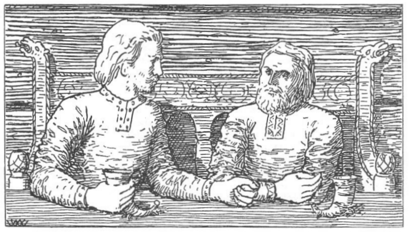 Harald Hardrada with Svein, from Wilhelm Wetlesen’s saga illustration.